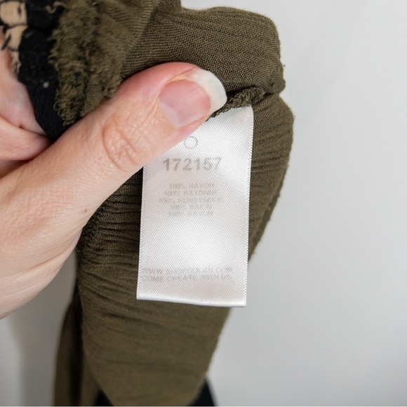 Anthropologie Dolan Womens Olive Green Wide Leg Pull On Pants Size Large Flaw - Picture 11 of 13